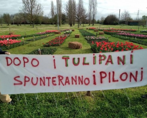 “Dopo i tulipani i piloni”: lo striscione di protesta di Legambiente  